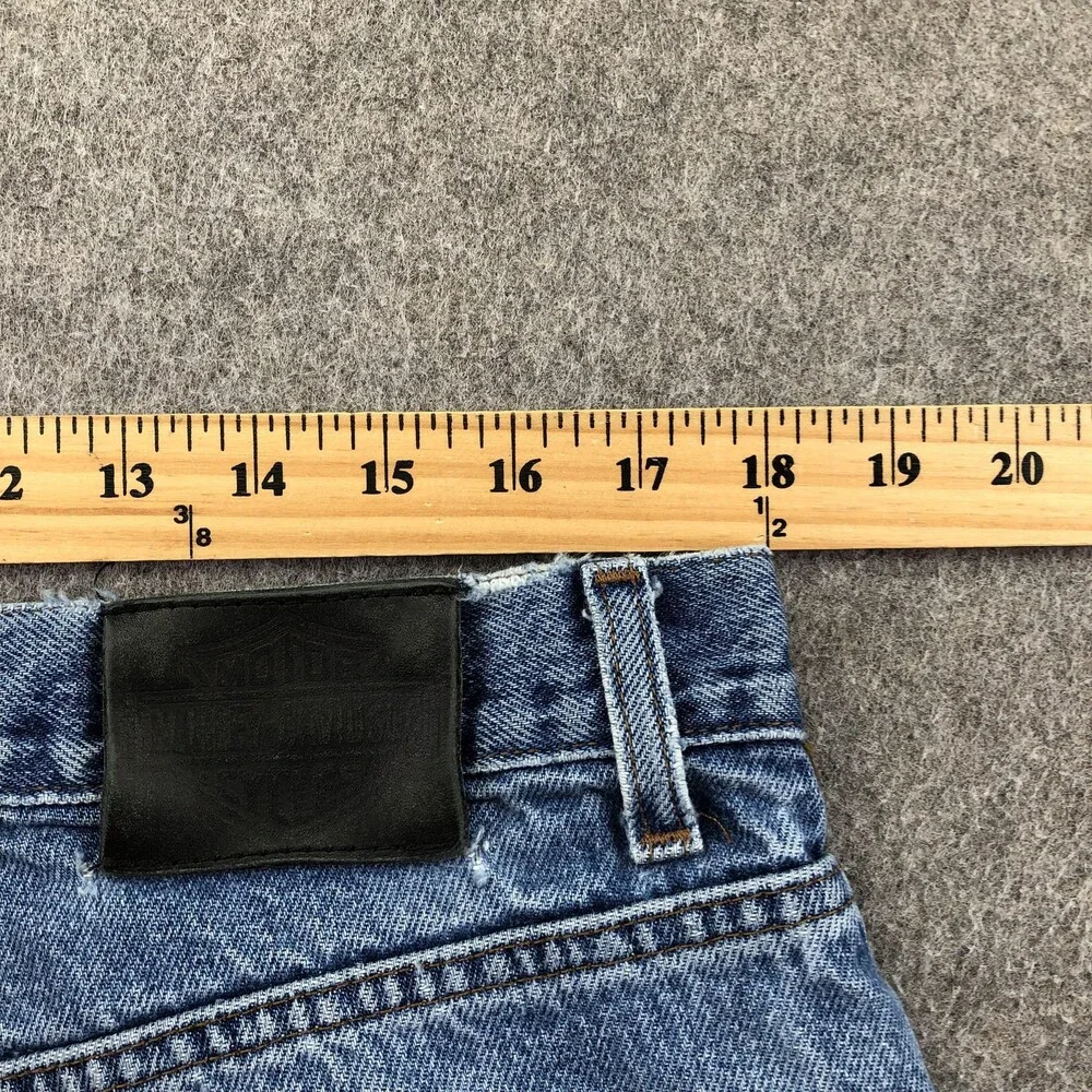 Harley-Davidson Jeans Mens 36x32 Blue Medium Wash Straight Denim Distressed